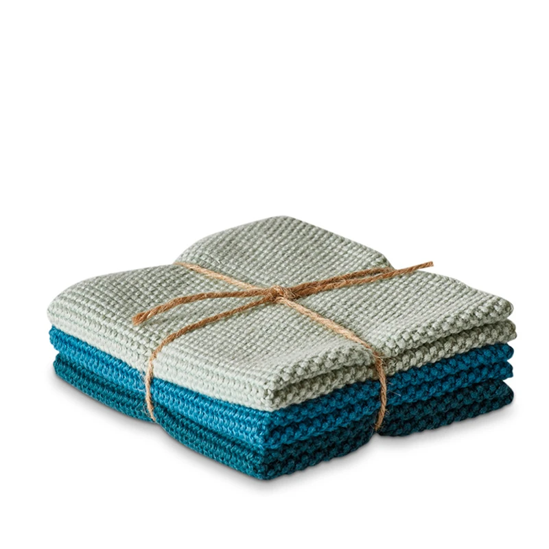 Karklude Strik 3 Stk. 25x25 Cm Aqua 1 Karklude Strik 3 Stk. 25x25 Cm Aqua