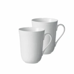 Royal Copenhagen Hvid Riflet Krus 2 Stk. 33 Cl