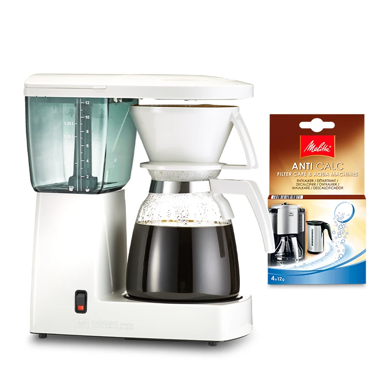 Melitta Kaffemaskine Excellent Grande 3.0 Hvid + Afkalker 1 Melitta Kaffemaskine Excellent Grande 3.0 Hvid + Afkalker